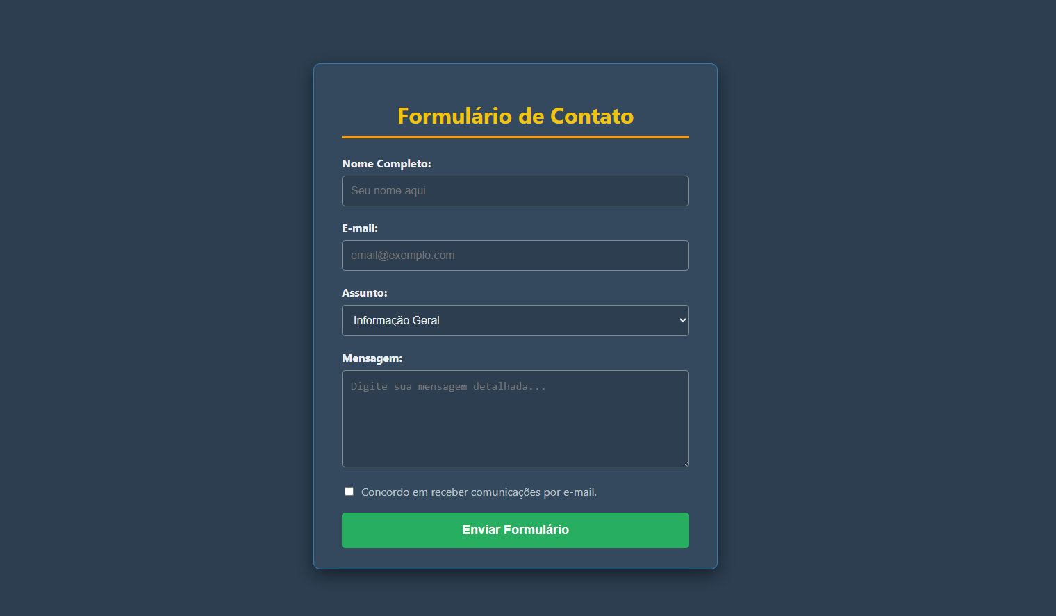 Formulário de Contato